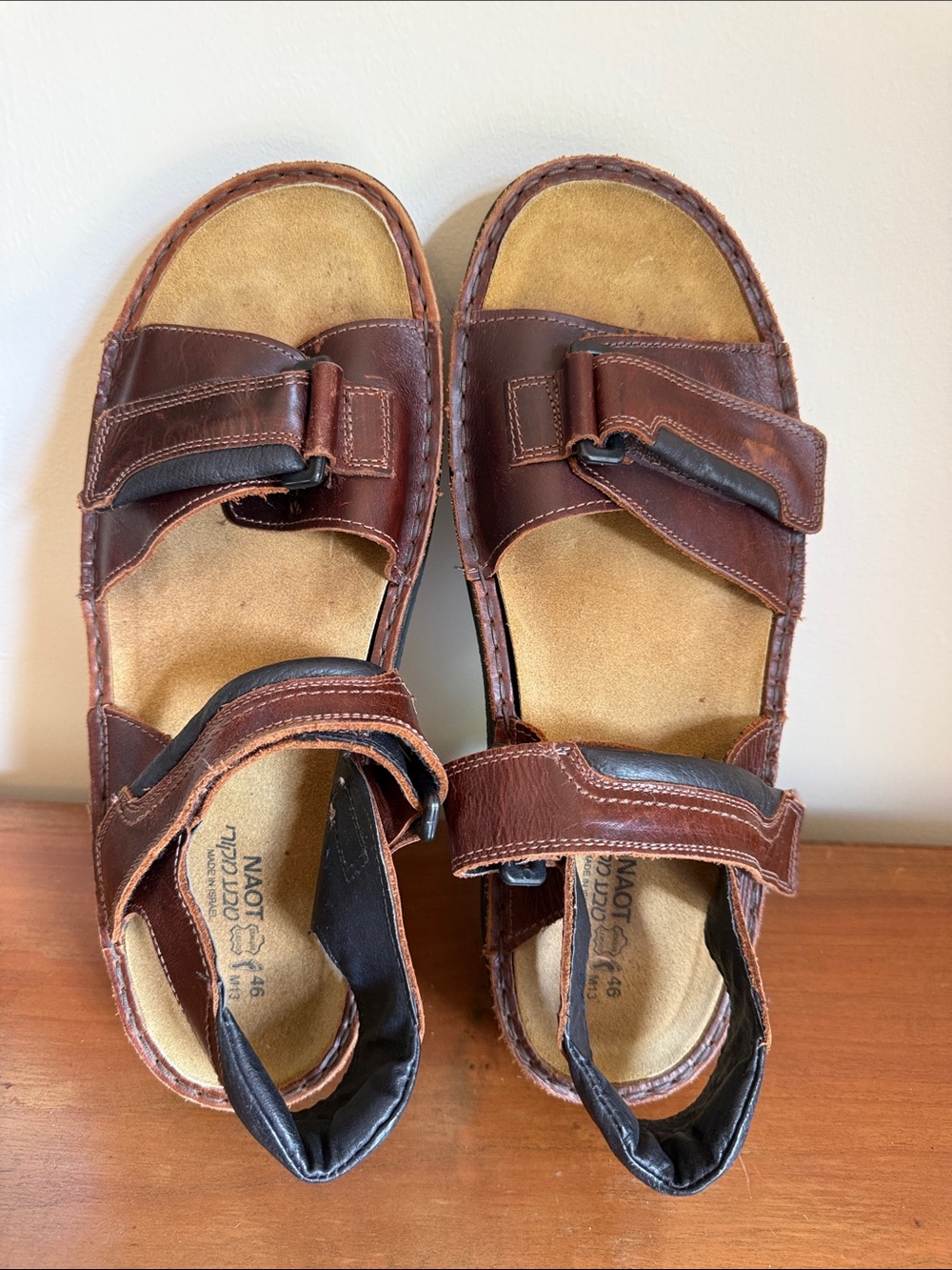 Naot Lappland Brown Leather Sandals, size 46